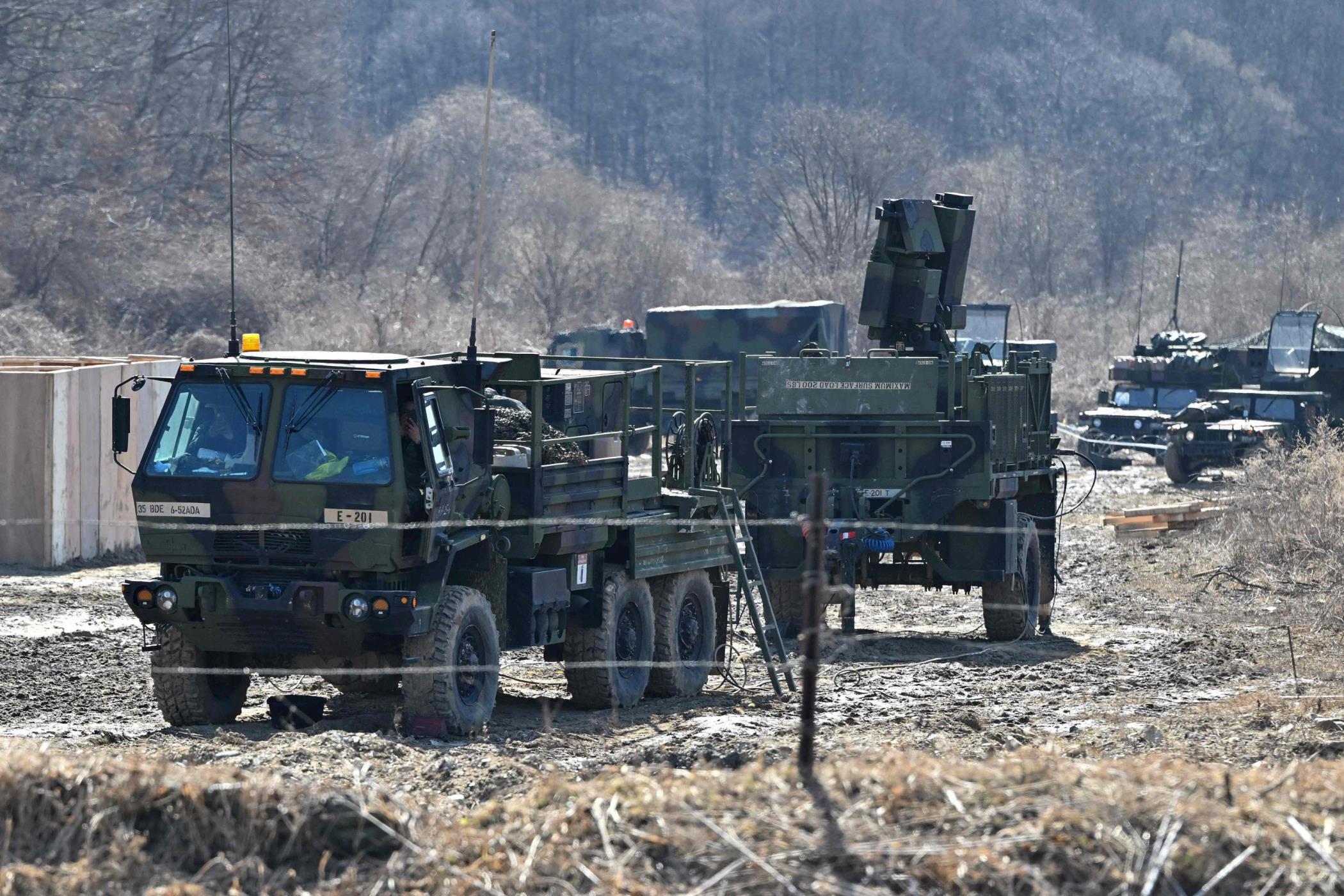 U.S. Army's vehicles are seen at a military training field in the border city of Paju, South Korea. March 13, 2023. (AFP Photo)