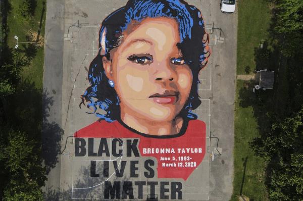 A ground mural depicting a portrait of Breo<em></em>nna Taylor is seen at Chambers Park in Annapolis, Md., U.S., July 6, 2020. (AP Photo)