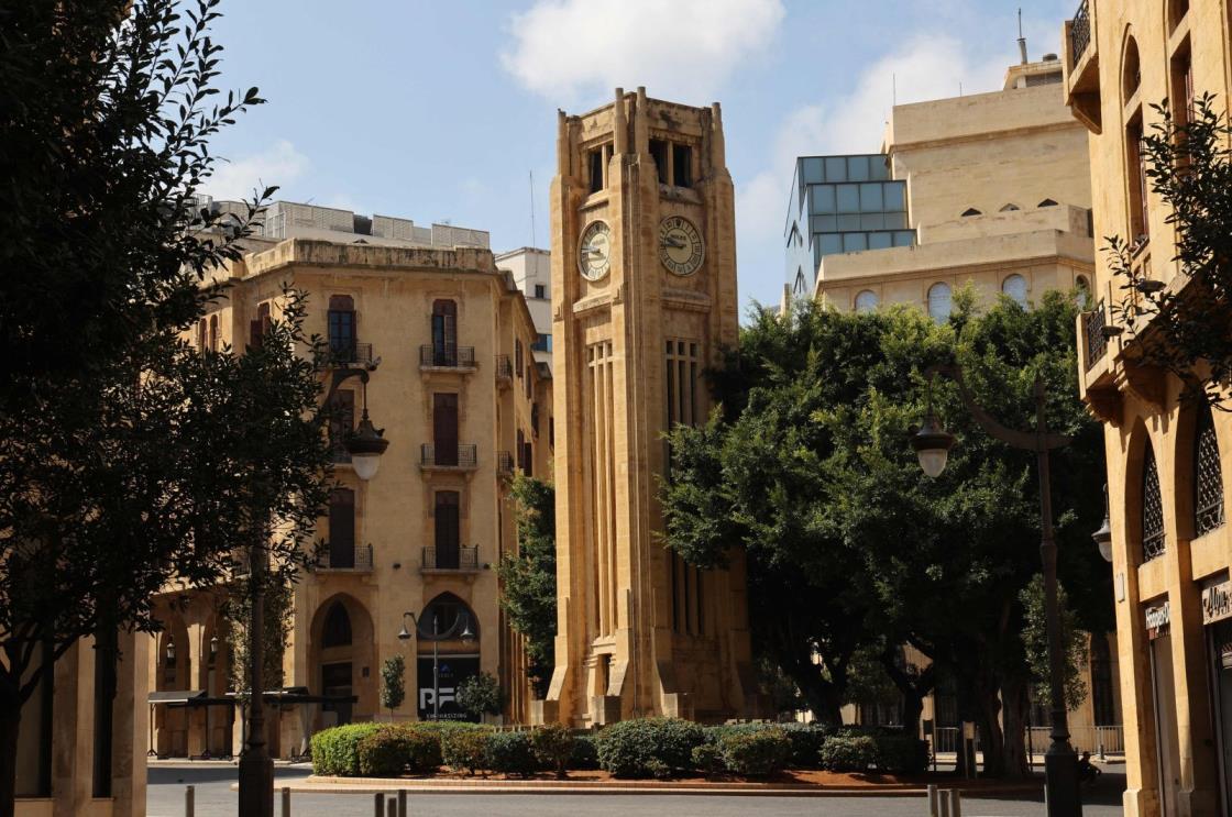 The landmark clock tower in front of the parliament building in Beirut, Lebanon, March 26, 2023. (AFP Photo)