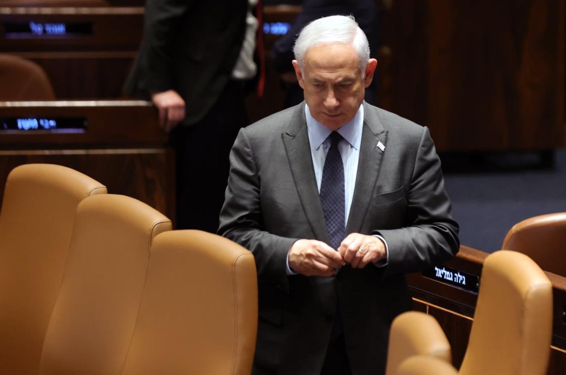Israeli Prime Minister Benjamin Netanyahu attends a voting session in the Knesset, the Israeli parliament, in Jerusalem, March 27, 2023. (EPA Photo)