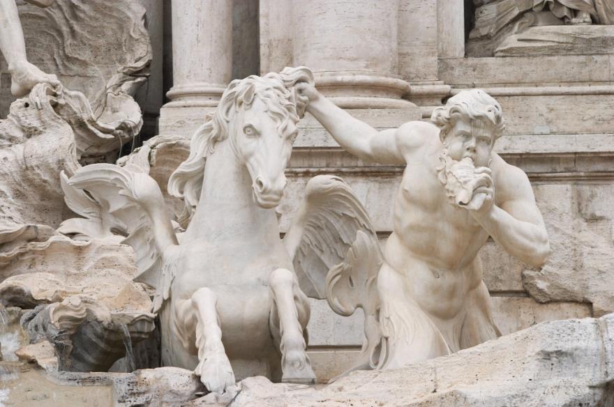 A detail of Trevi Fountain, designed by Pietro da Cortona, Bernini and Nicola Salvi, who finished it, in Rome, Italy. (Getty Images Photo)